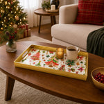 Watercolor Christmas Tree Poinsettia Plastic Serving Tray - MintiHome