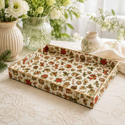 Christmas Vintage Poinsettia Serving Tray - Cream Holly - MintiHome