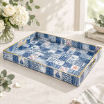 Daily Decorative Plastic Serving Tray – Nautical Patchwork full-print plastic serving tray shown in a product view.