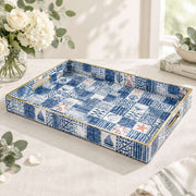 Daily Decorative Plastic Serving Tray – Nautical Patchwork full-print plastic serving tray shown in a product view.