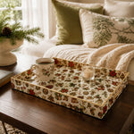 Christmas Vintage Poinsettia Serving Tray - Cream Holly - MintiHome