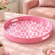 Valentine's Day Plastic Serving Tray – Pink Pastel Check - MintiHome