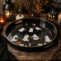 Halloween Cute Ghost Serving Tray – Spooky Tree and Star - MintiHome
