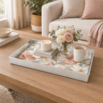 Valentine's Day Plastic Serving Tray – Peach Blossom Wash plastic serving tray shown in a rectangular styled scene.