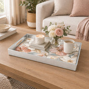 Valentine's Day Plastic Serving Tray – Peach Blossom Wash plastic serving tray shown in a rectangular styled scene.