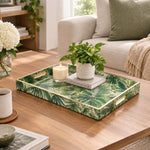 Daily Decorative Plastic Serving Tray – Golden Crackle Tropical Leaf - MintiHome
