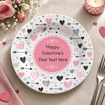 Valentine's Day Decorative Charger Plate – Arrow Heart Medallion full-print plastic serving tray shown in a product view.
