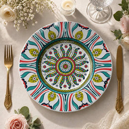 Colorful Folk Floral Mandala Ramadan Decorative Charger Plate - MintiHome