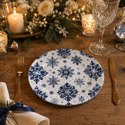 Christmas Blue White Charger Plate - Watercolor Snowflakes - MintiHome
