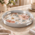 Valentine's Day Plastic Serving Tray – Peach Blossom Wash plastic serving tray shown in a round product view.