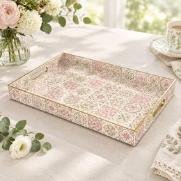Daily Decorative Plastic Serving Tray – Dusty Pink Sage Mosaic - MintiHome