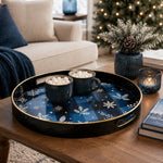 Christmas Blue Plaid Plastic Tray – Snowflake Pinecone Holiday - MintiHome