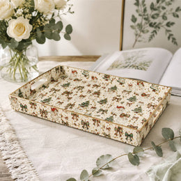 Christmas Decorative Plastic Serving Tray – Santa Claus Bow Tree - MintiHome