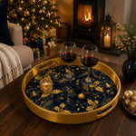 Christmas Calligraphy Gold Plastic Serving Tray - Star Motif - MintiHome