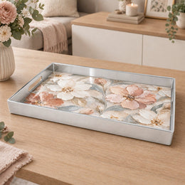 Valentine's Day Plastic Serving Tray – Peach Blossom Wash plastic serving tray shown in a rectangular product view.