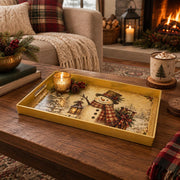 Christmas Decorative Serving Tray – Snowman Snowy Night plastic serving tray shown in a rectangular styled scene.