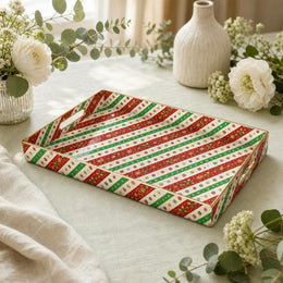 Christmas Plaid & Santa Plastic Tray – Striped Serving Platter - MintiHome