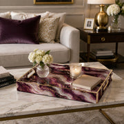 Daily Decorative Plastic Serving Tray – Burgundy Gold Fluid Marble - MintiHome