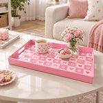 Valentine's Day Plastic Serving Tray – Pink Pastel Check - MintiHome