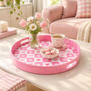 Valentine's Day Plastic Serving Tray – Pink Pastel Check - MintiHome