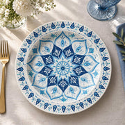 Ramadan Decorative Charger Plate – Leafy Rim Blue Mandala full-print plastic serving tray shown in a product view.