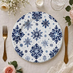 Christmas Blue White Charger Plate - Watercolor Snowflakes - MintiHome