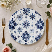 Christmas Blue White Charger Plate - Watercolor Snowflakes - MintiHome