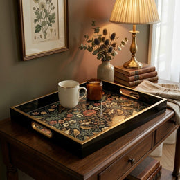 William Morris Bird Decorative Tray - Vintage Floral Glass Serving Tray - MintiHome