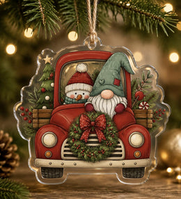 Christmas Gnome Truck Acrylic Hanging Wall Decor, Vintage Plaque - MintiHome