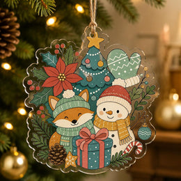 Clear acrylic hanging wall decor featuring a traditional Santa Claus face, HO HO HO text, and red hat.