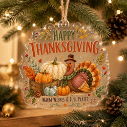 Thanksgiving Acrylic Hanging Decor, Whimsical Turkey and Pumpkin Sign - MintiHome