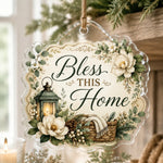 Bless This Home Acrylic Hanging Wall Decor – Magnolia hanging wall decor with printed artwork and cut silhouette.