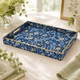 Blue Paisley Mini Daisy Plastic Serving Tray – Full Print Border full-print plastic serving tray shown in a product view.