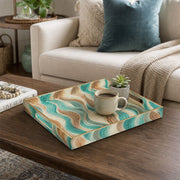 Blue Watercolor Wave Plastic Serving Tray – Full Print Border - MintiHome