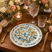 Blue Yellow Floral Medallion Decorative Plastic Plate – Botanical - MintiHome