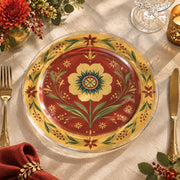 Daily Decorative Charger Plate – Red Folk Flower Band decorative charger plate on a styled table.
