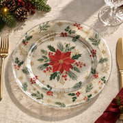 Daily Decorative Charger Plate – Poinsettia Glass Panel decorative charger plate on a styled table.