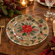 Daily Decorative Charger Plate – Poinsettia Glass Panel decorative charger plate on a styled table.