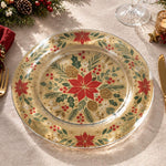 Daily Decorative Charger Plate – Poinsettia Pinecone Wreath decorative charger plate on a styled table.
