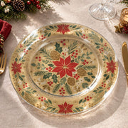 Daily Decorative Charger Plate – Poinsettia Pinecone Wreath decorative charger plate on a styled table.