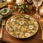 Daily Decorative Charger Plate – Allover Blossom Berry decorative charger plate on a styled table.