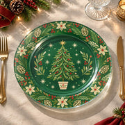 Daily Decorative Charger Plate – Tree Holly Border decorative charger plate on a styled table.