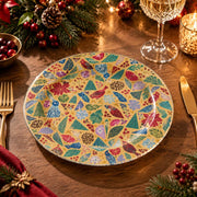 Daily Decorative Charger Plate – Folk Leaf Bird Scatter decorative charger plate on a styled table.