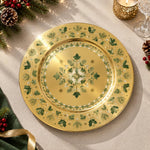 Daily Decorative Charger Plate – Gold Floral Wreath decorative charger plate on a styled table.