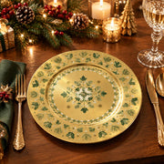 Daily Decorative Charger Plate – Gold Floral Wreath decorative charger plate on a styled table.