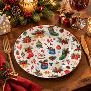 Christmas Decorative Charger Plate – Holiday Motif Mosaic decorative charger plate on a styled table.