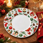 Christmas Decorative Charger Plate – Garland Ring Wreath decorative charger plate on a styled table.