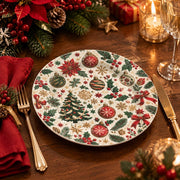 Christmas Decorative Charger Plate – Tree Bauble Field decorative charger plate on a styled table.