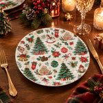 Christmas Decorative Charger Plate – Painterly Tree Stack decorative charger plate on a styled table.