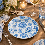 Daily Decorative Charger Plate – Blue Coral Shells decorative charger plate on a styled table.